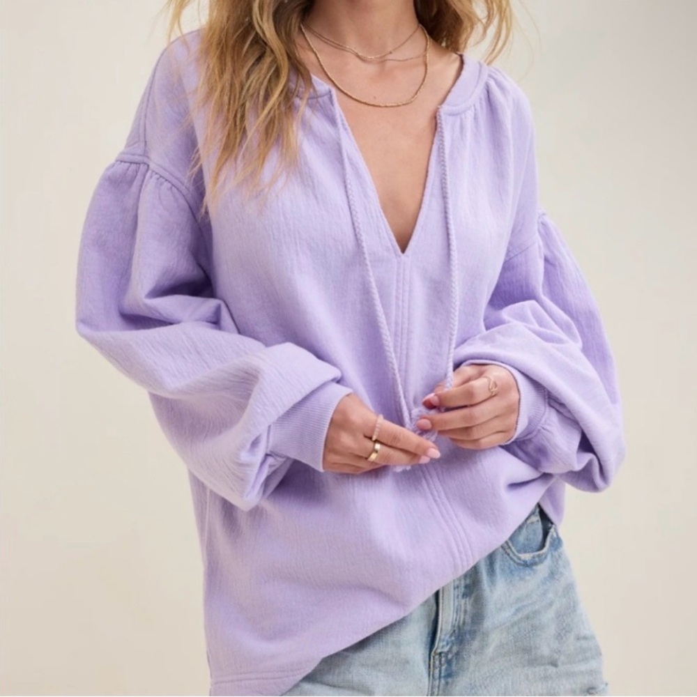Aerie Light Purple V-Neck Sweatshirt